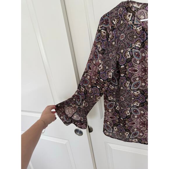 NWT J. Jill Paisley Ruffle Sleeve Blouse Small - Picture 5 of 6